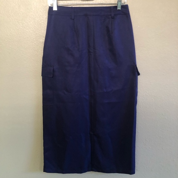 VERO MODA Astral blue Sikka High Waist Utility Cargo  Pockets Midi Skirt Size S - Picture 6 of 16
